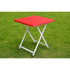 toby portable foldable table with durable top  heavy duty metal legs  easy to clean amp space saving design  multipurpose table for home office outdoor amp camping  red
