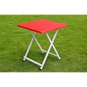 TOBY Portable Foldable Table with Durable Top | Heavy Duty Metal Legs | Easy to Clean & Space Saving Design | Multipurpose Table for Home, Office, Outdoor & Camping – Red