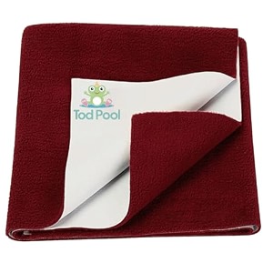 breathable bed protector  anti-piling fleece extra absorbent washable  waterproof quick dry sheet  bed protector sheet for kids and adults 1 maroon small 70x50cm