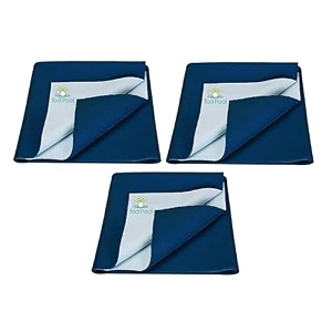 breathable bed protector  anti-piling fleece extra absorbent washable  waterproof quick dry sheet  bed protector sheet for kids and adults 3 dark blue sea large 140x100cm