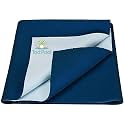 Breathable Bed Protector | Anti-Piling Fleece Extra Absorbent Washable | Waterproof Quick Dry Sheet | Bed Protector Sheet for Kids and Adults (1, Dark Blue Sea, Large (140x100cm))