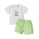 Toddler Baby Boy Easter Rabbit Outfit Short Sleeve Bunny Carrot Smocked T-shirt Elastic Waist Shorts Summer Clothes