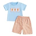 Toddler Baby Boy Easter Rabbit Outfit Short Sleeve Bunny Carrot Smocked T-shirt Elastic Waist Shorts Summer Clothes