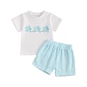 Toddler Baby Boy Easter Rabbit Outfit Short Sleeve Bunny Carrot Smocked T-shirt Elastic Waist Shorts Summer Clothes