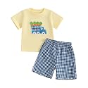 Toddler Baby Boy Easter Rabbit Outfit Short Sleeve Bunny Carrot Smocked T-shirt Elastic Waist Shorts Summer Clothes