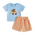 Toddler Baby Boy Easter Rabbit Outfit Short Sleeve Bunny Carrot Smocked T-shirt Elastic Waist Shorts Summer Clothes