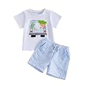 Toddler Baby Boy Easter Rabbit Outfit Short Sleeve Bunny Carrot Smocked T-shirt Elastic Waist Shorts Summer Clothes