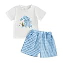 Toddler Baby Boy Easter Rabbit Outfit Short Sleeve Bunny Carrot Smocked T-shirt Elastic Waist Shorts Summer Clothes