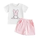 Toddler Baby Boy Easter Rabbit Outfit Short Sleeve Bunny Carrot Smocked T-shirt Elastic Waist Shorts Summer Clothes
