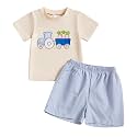 Toddler Baby Boy Easter Rabbit Outfit Short Sleeve Bunny Carrot Smocked T-shirt Elastic Waist Shorts Summer Clothes