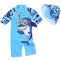 Toddler Baby Boys Swimsuit One Piece Bathing Suit Rash Guard Swimwear UPF 50+ with Hat