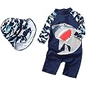 Toddler Baby Boys Swimsuit One Piece Bathing Suit Rash Guard Swimwear UPF 50+ with Hat