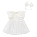 Toddler Baby Girl Long Sleeve Fall Dress Flower Lace Wedding First Birthday Baptism Christening Dresses with Hat Outfit