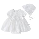 Toddler Baby Girl Long Sleeve Fall Dress Flower Lace Wedding First Birthday Baptism Christening Dresses with Hat Outfit