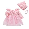 Toddler Baby Girl Long Sleeve Fall Dress Flower Lace Wedding First Birthday Baptism Christening Dresses with Hat Outfit