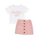 Toddler Baby Girls Camouflage Outfit Black Letter Tops T-Shirt + Skirt Dress Shorts Summer Two Piece Clothes Set
