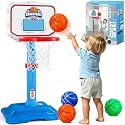 Toddler Basketball Hoop Indoor Outdoor for Kids, Adjustable 7 Height Kids Basketball Hoop Set with 4 Colorful Balls Portable Mini Basketball Goal for Baby Boys Girls 3 4, First Birthday Toy