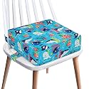 Toddler Booster Seat for Dining Table,4 Inches Washable Double Safer Straps Non-Slip Bottom Booster Seat for Kids, Portable Travel High Density Sponge Detachable Increasing Cushion for Child