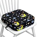 Toddler Booster Seat for Dining Table, Waterproof Kids Booster Seat for Kitchen Chair, High Density Foam Cushion with Non-Slip Bottom, Washable Cover &amp; Adjustable Straps (Black Starry Sky)