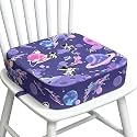 Toddler Booster Seat for Dining Table, Waterproof Kids Booster Seat for Kitchen Chair, High Density Foam Cushion with Non-Slip Bottom, Washable Cover &amp; Adjustable Straps (Purple Starry Sky)