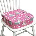 Toddler Booster Seat for Dining Table, Waterproof Kids Booster Seat for Kitchen Chair, High Density Foam Cushion with Non-Slip Bottom, Washable Cover &amp; Adjustable Straps (Pink Castle)