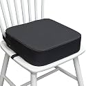 Toddler Booster Seat for Dining Table, Waterproof Kids Booster Seat for Kitchen Chair, High Density Foam Cushion with Non-Slip Bottom, Washable Cover &amp; Adjustable Straps (Dark Grey)