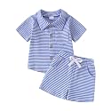 Toddler Boy Clothes Baby Summer Outfit Striped Shirt Shorts 1-5T