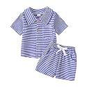 Toddler Boy Clothes Baby Summer Outfit Striped Shirt Shorts 1-5T
