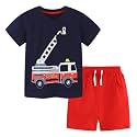 Toddler Boy Clothes Cartoon Cotton Summer Short Sleeve T-Shirt and Shorts Kids Outfit Set 2-7 Year
