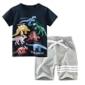 Toddler Boy Clothes Cartoon Cotton Summer Short Sleeve T-Shirt and Shorts Kids Outfit Set 2-7 Year