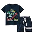 Toddler Boy Clothes Cartoon Cotton Summer Short Sleeve T-Shirt and Shorts Kids Outfit Set 2-7 Year