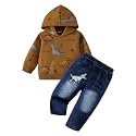 Toddler Boy Clothes Dinosaur Sweatshirt and Jeans Set Pants 12M-5T