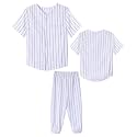 Toddler Boys Baseball Pants Set 2 Pieces Striped Baseball Jersey Pans Outfit Kids Sports Jogger Suit 6 Months - 6 Years