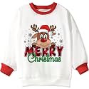 Toddler Boys Girls Christmas Sweatshirt Ugly Sweater Kids Reindeer Pullover Long Sleeve Unisex Xmas Shirt Tops 1-7T