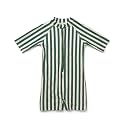 Toddler Boys One Piece Bathing Suit Zipper Short Sleeve Rash Guard Swimwear Quick Dry Green Stripe Swimsuit