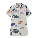 Toddler Boys One Piece Bathing Suit Zipper Short Sleeve Rash Guard Swimwear Quick Dry Green Stripe Swimsuit