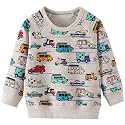 Toddler Boys Sweatshirts Kids Cotton Long Sleeve Crewneck Pullover Cartoon Print Shirts 2-7T