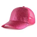 Toddler Girl Baseball Cap Little Girls Glitter Ponytail Hats Kids Adjustable Caps Sparkly Mesh Trucker Hats