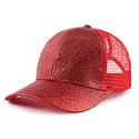 Toddler Girl Baseball Cap Little Girls Glitter Ponytail Hats Kids Adjustable Caps Sparkly Mesh Trucker Hats