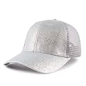 Toddler Girl Baseball Cap Little Girls Glitter Ponytail Hats Kids Adjustable Caps Sparkly Mesh Trucker Hats