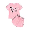 Toddler Girl Clothes 2PCS Leopard T-Shirt + Shorts Set Summer 2-8Y