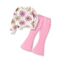 Toddler Girl Clothes Floral Printed Sweatshirt Pants 2Pcs Fall Outfits for Little Girls Clothing Set Size 3-7 Years