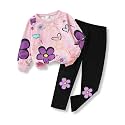 Toddler Girl Clothes Floral Printed Sweatshirt Pants 2Pcs Fall Outfits for Little Girls Clothing Set Size 3-7 Years