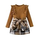 Toddler Girls Clothes Knit Top Plaid Skirt Fall Winter Outfit 2-6T