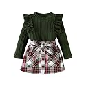 Toddler Girls Clothes Knit Top Plaid Skirt Fall Winter Outfit 2-6T