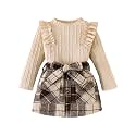 Toddler Girls Clothes Knit Top Plaid Skirt Fall Winter Outfit 2-6T
