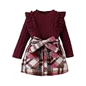 Toddler Girls Clothes Knit Top Plaid Skirt Fall Winter Outfit 2-6T