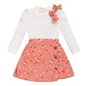 Toddler Girl Plaid Outfits Fall Winter Dress Knit Ribbed Bow Sweatshirt Tops and Button Fashion Skirts Set