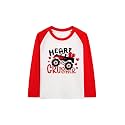 Toddler Girls Boys Valentines T-Shirt Love Heart Dinosaur Tractor Raglan Long Sleeve Tees for Kids 2 to 7 Years