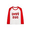 Toddler Girls Boys Valentines T-Shirt Love Heart Dinosaur Tractor Raglan Long Sleeve Tees for Kids 2 to 7 Years